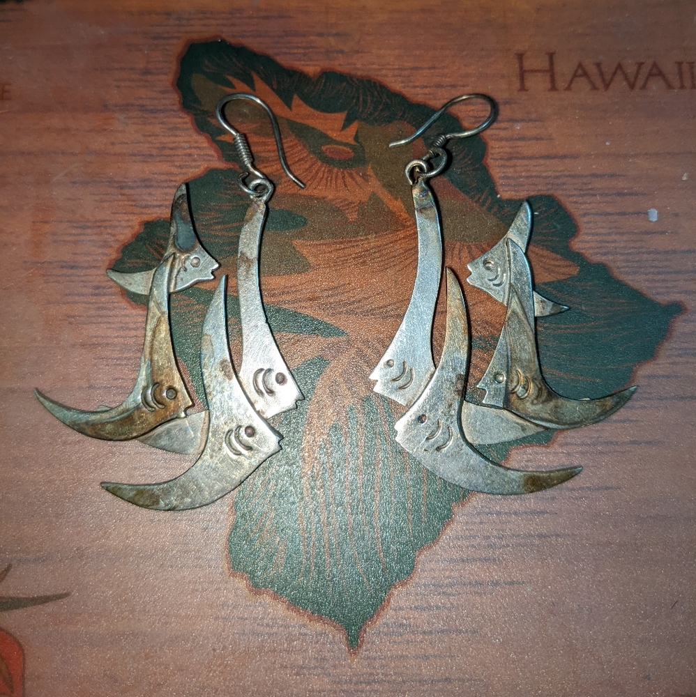 Sterling silver fish earrings